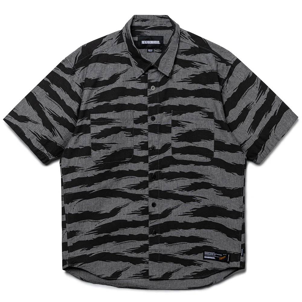 Camo Pattern Chambray Shirt | Black