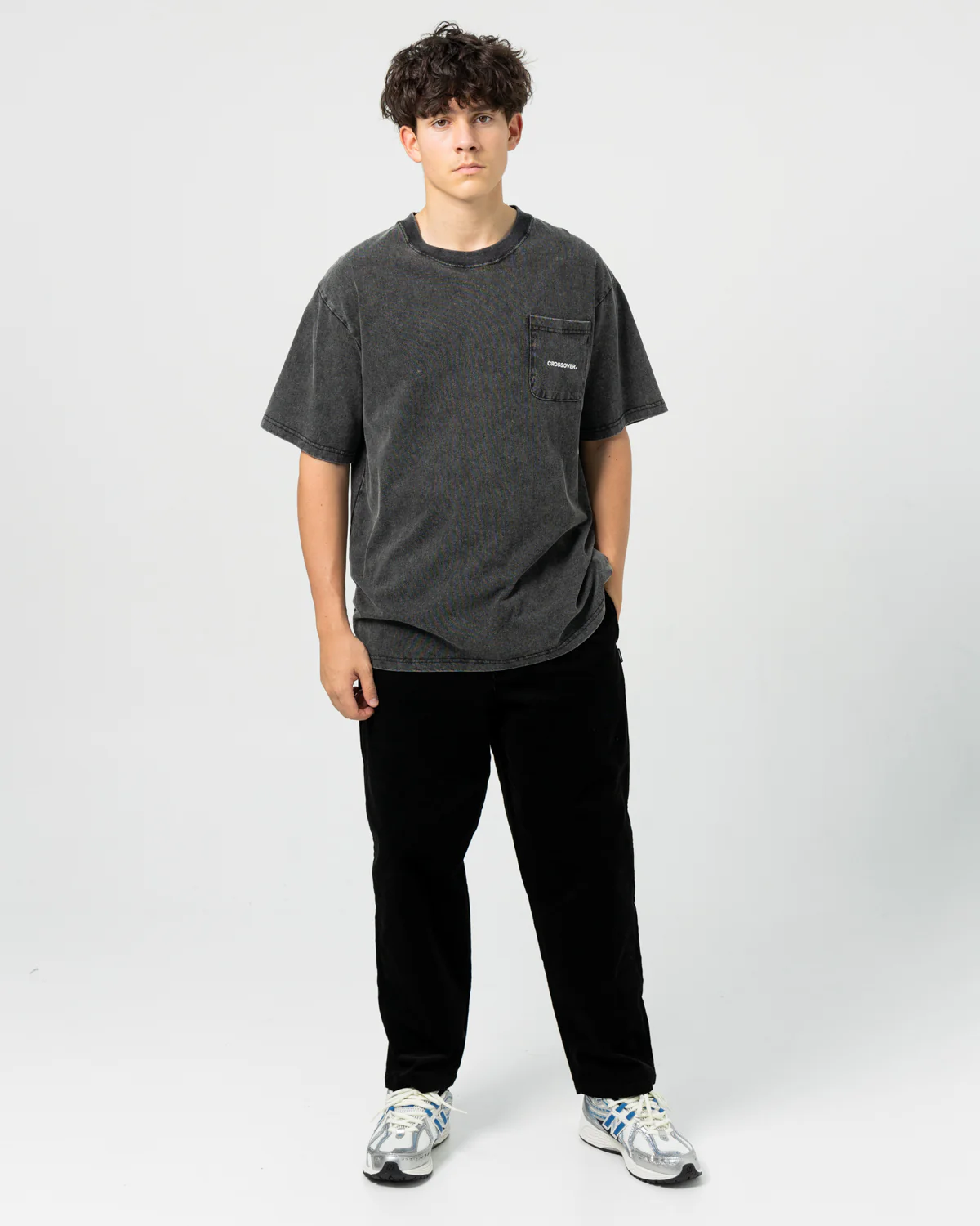 CROSSOVER "Year Of The Dragon" Garment Dye Pocket Tee | Black - Image 4