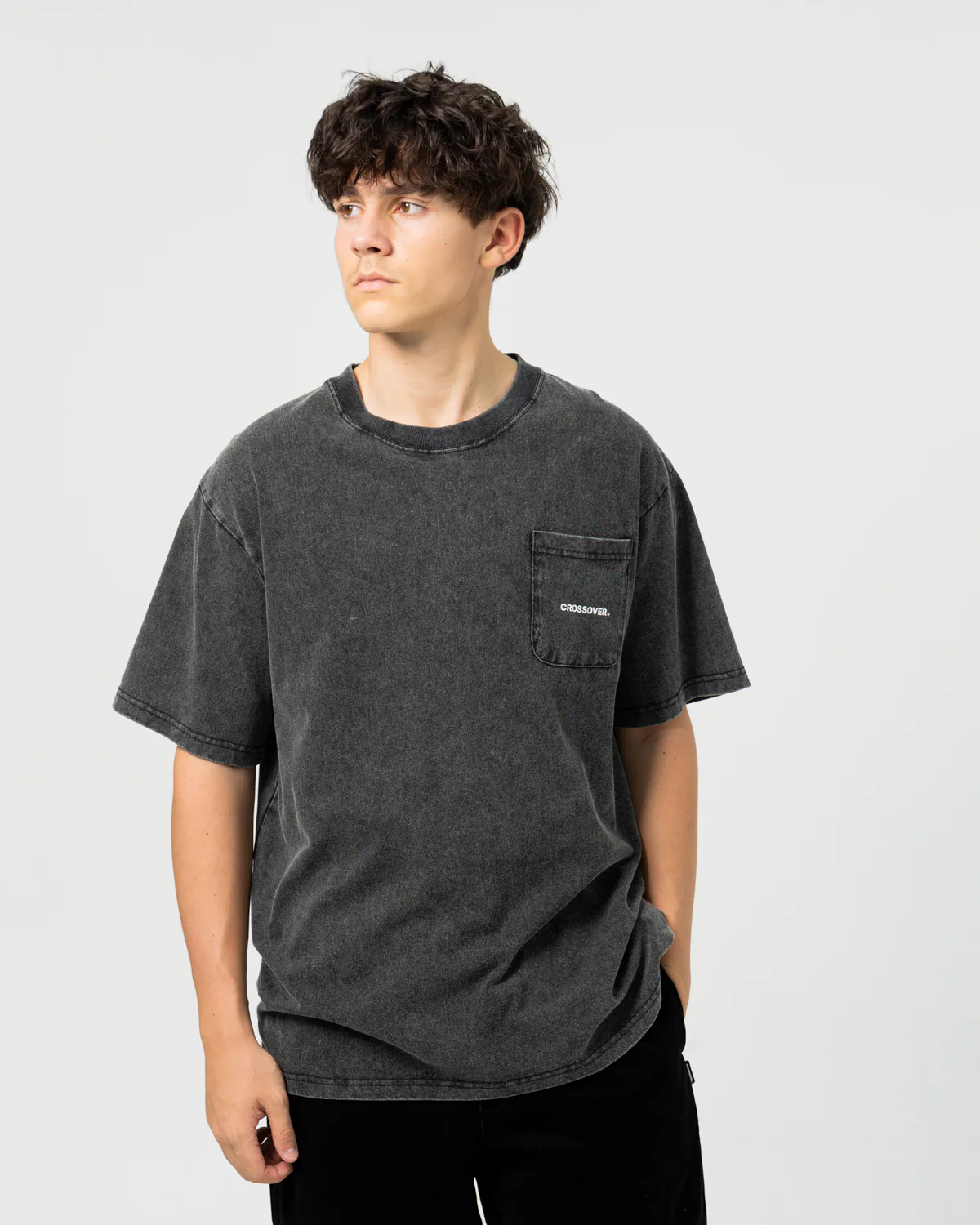 CROSSOVER "Year Of The Dragon" Garment Dye Pocket Tee | Black - Image 5