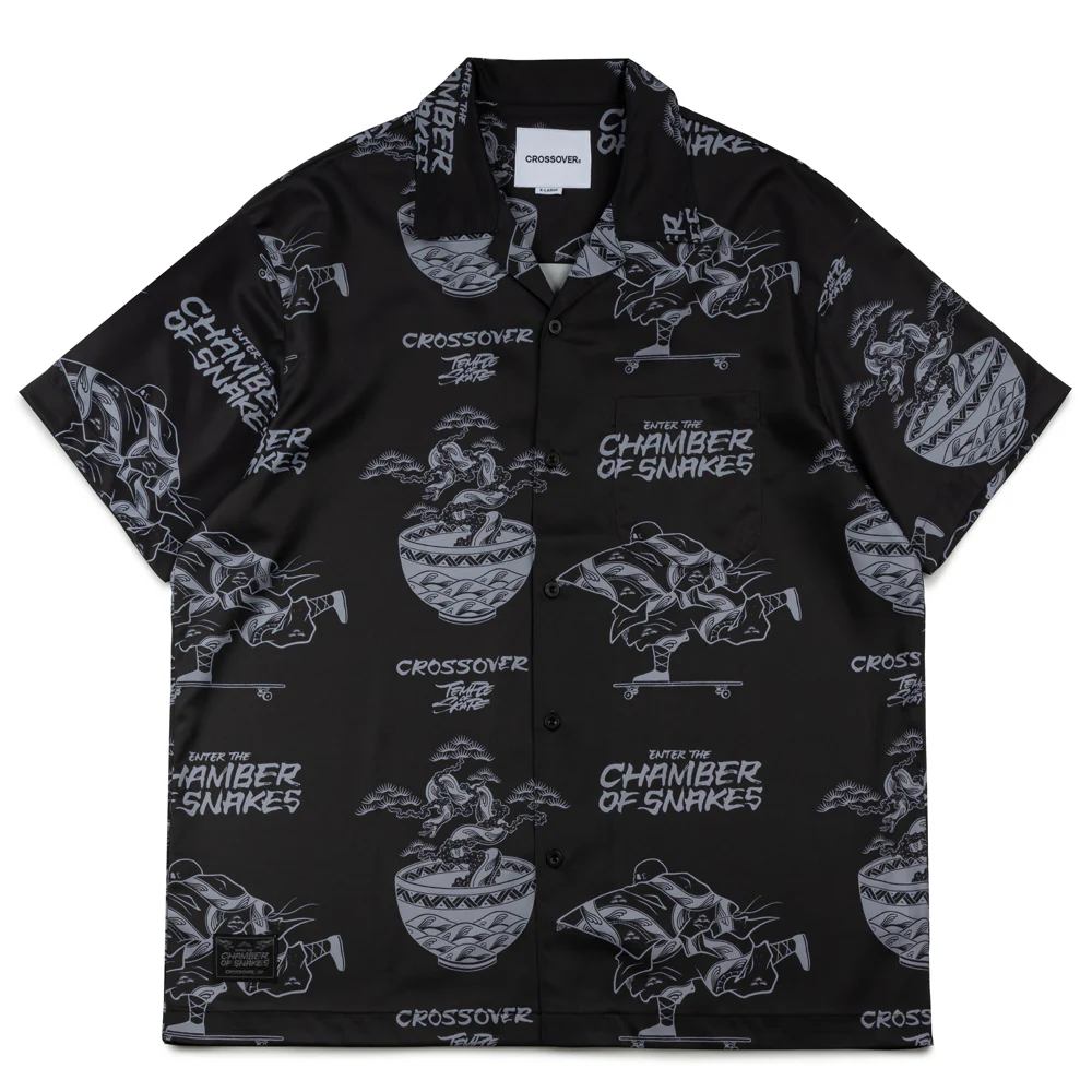 Crossover x Temple of Skate 'The Bonsai' Hawaiian Shirt | Black