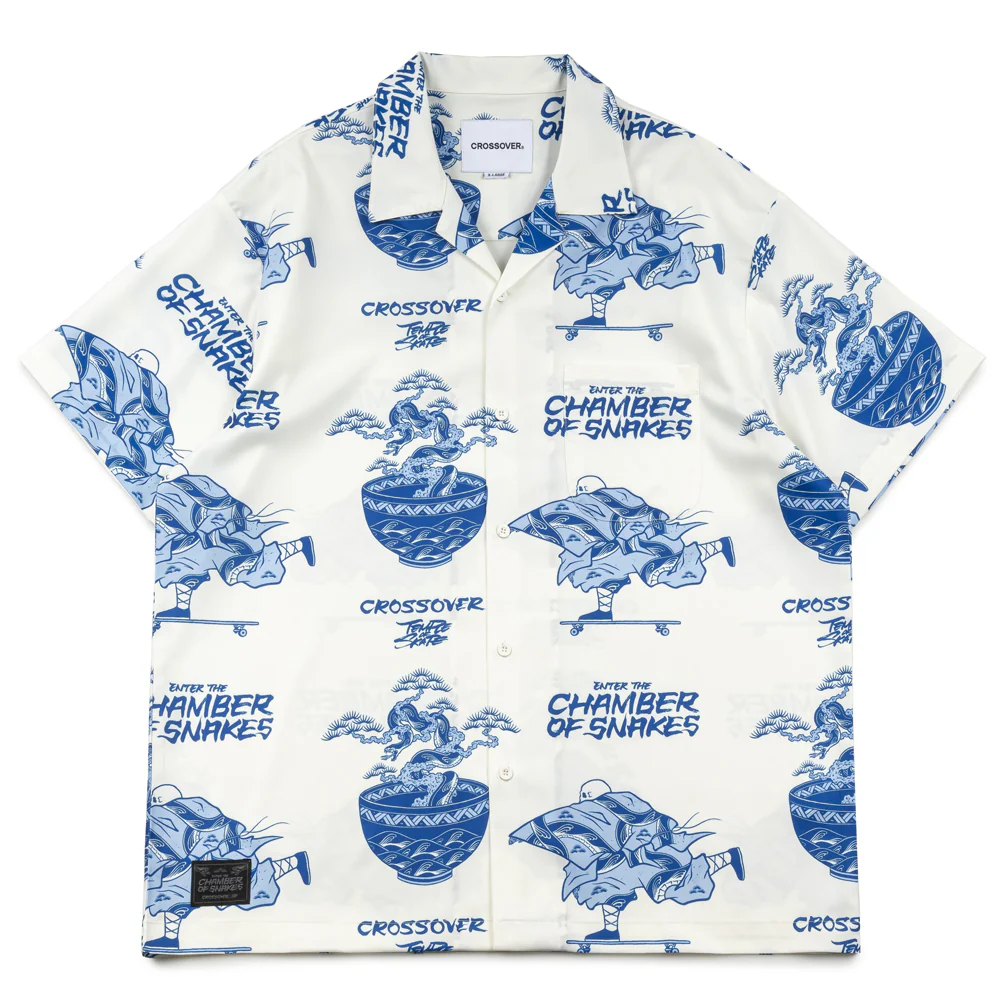 Crossover x Temple of Skate 'The Bonsai' Hawaiian Shirt | White