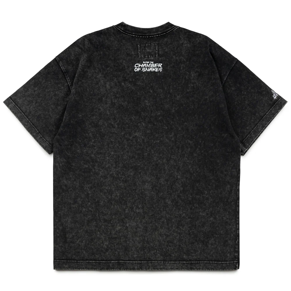 Crossover x Temple of Skate 'The Chamber of Snakes' Tee | Black Faded - Image 2