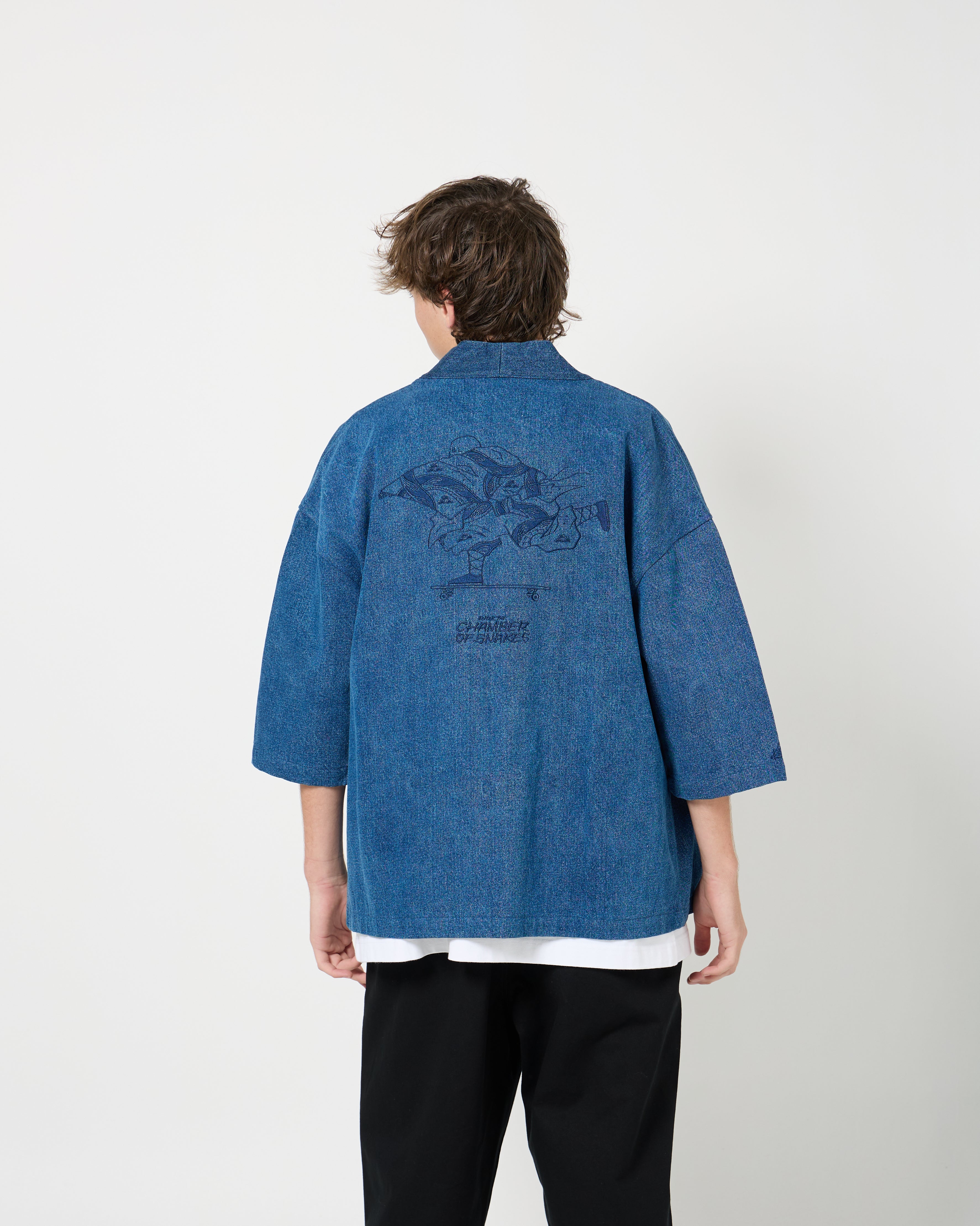 Crossover x Temple of Skate 'The Push' Kimono Jacket | Denim - Image 5