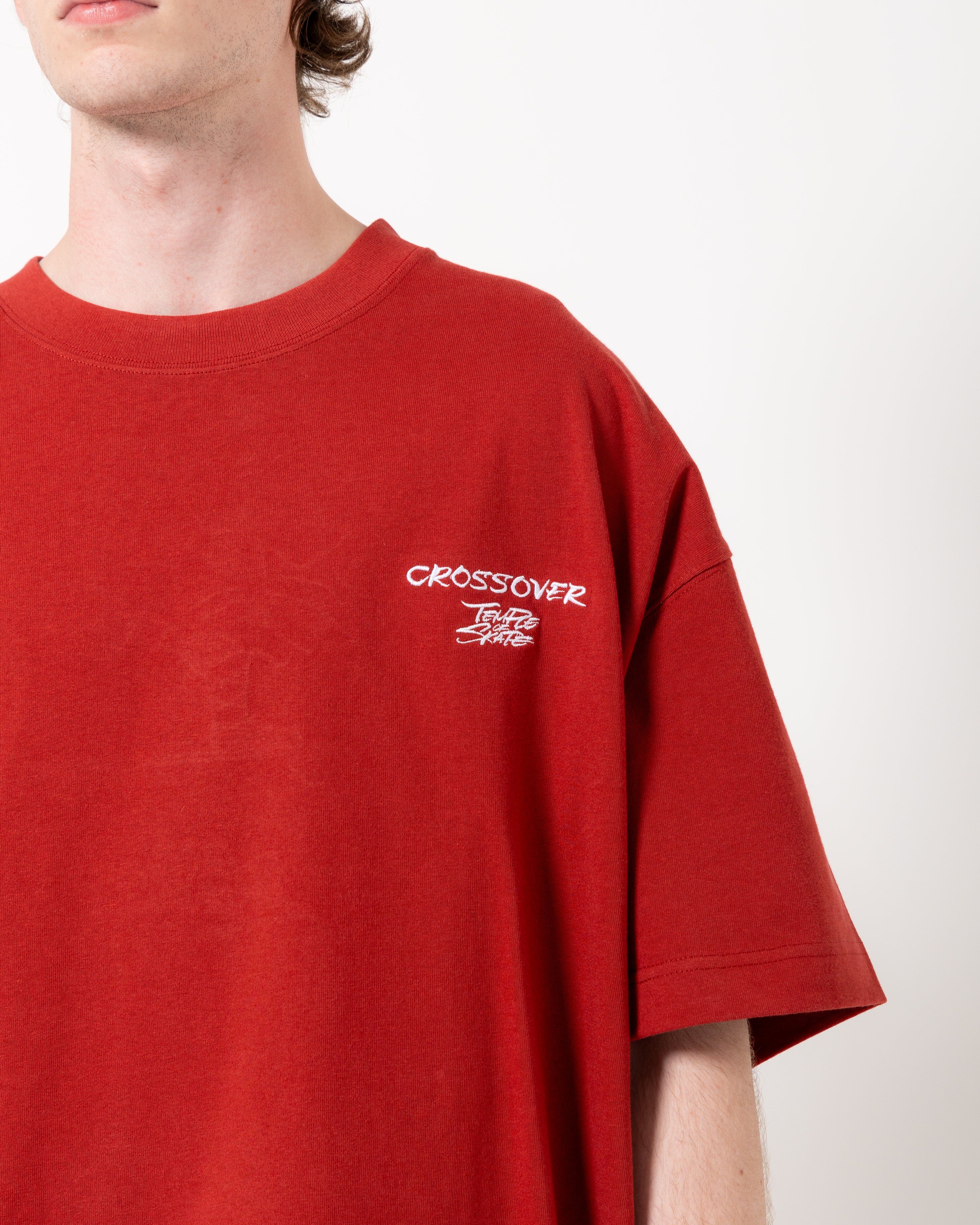 Crossover x Temple of Skate 'The Push' Tee | Maroon - Image 4