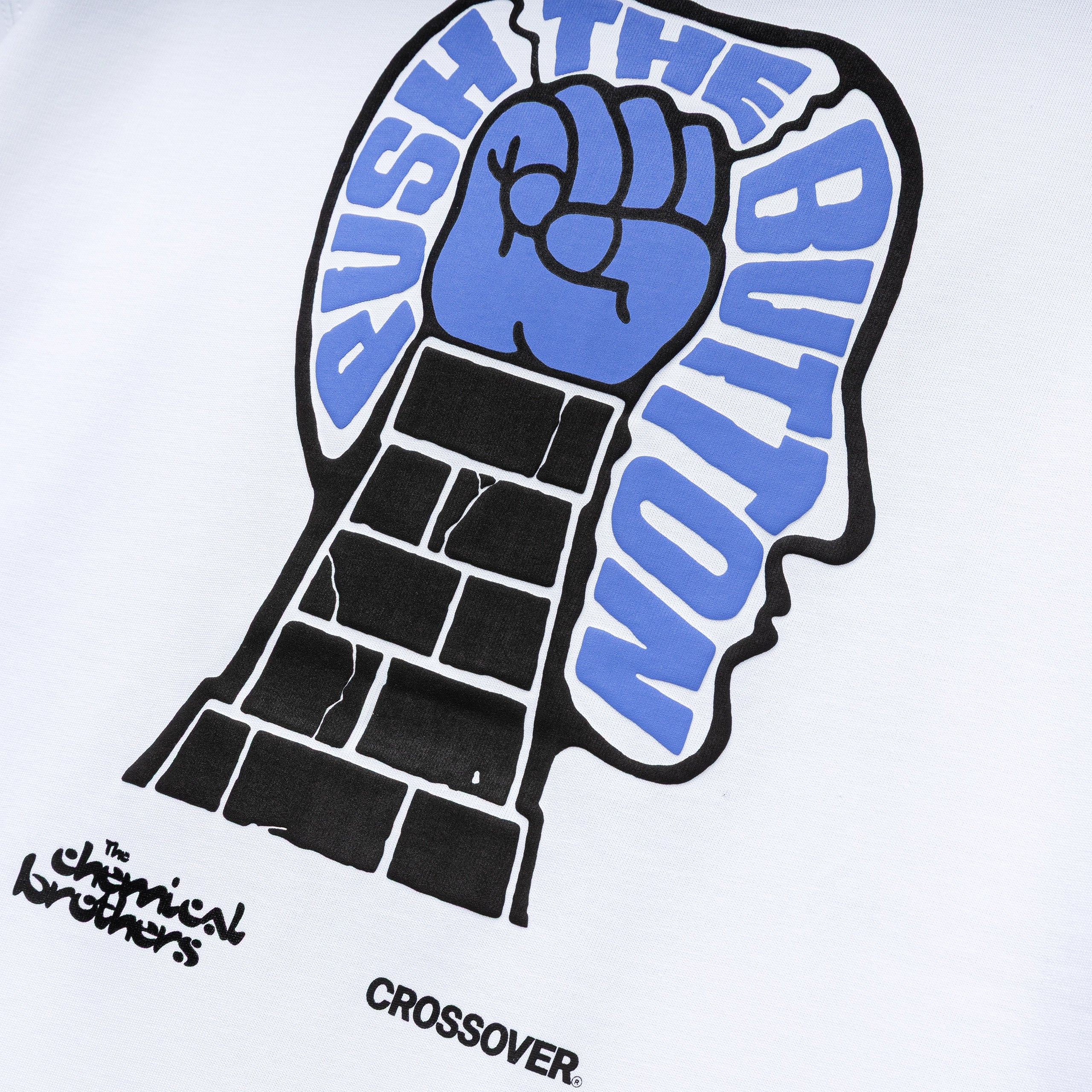 Crossover x The Chemical Brothers Push The Button Tee | White - Image 3
