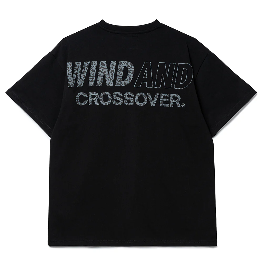 Crossover x Wind and Sea Gray Leopard Logo Tee | Black