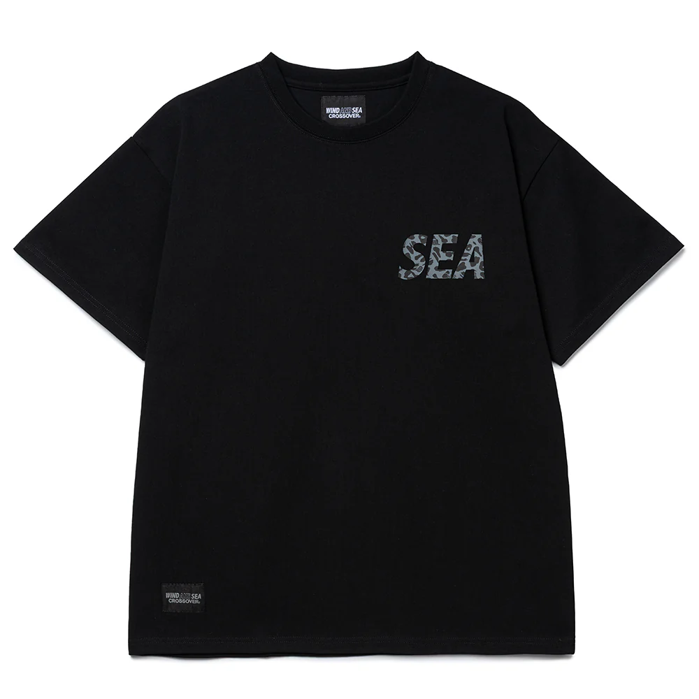 Crossover x Wind and Sea Gray Leopard Logo Tee | Black - Image 2