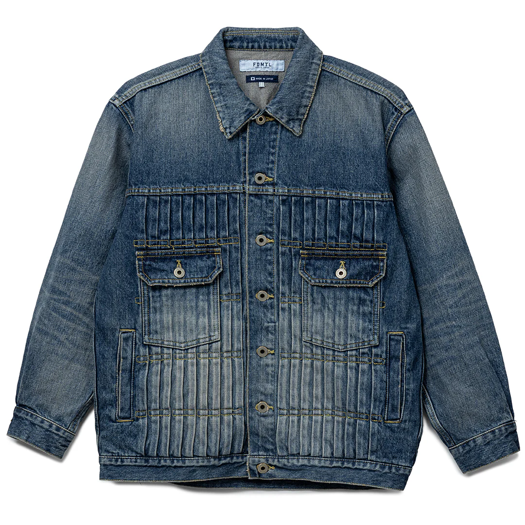 Denim Pleats Jacket 3YR Wash | Indigo