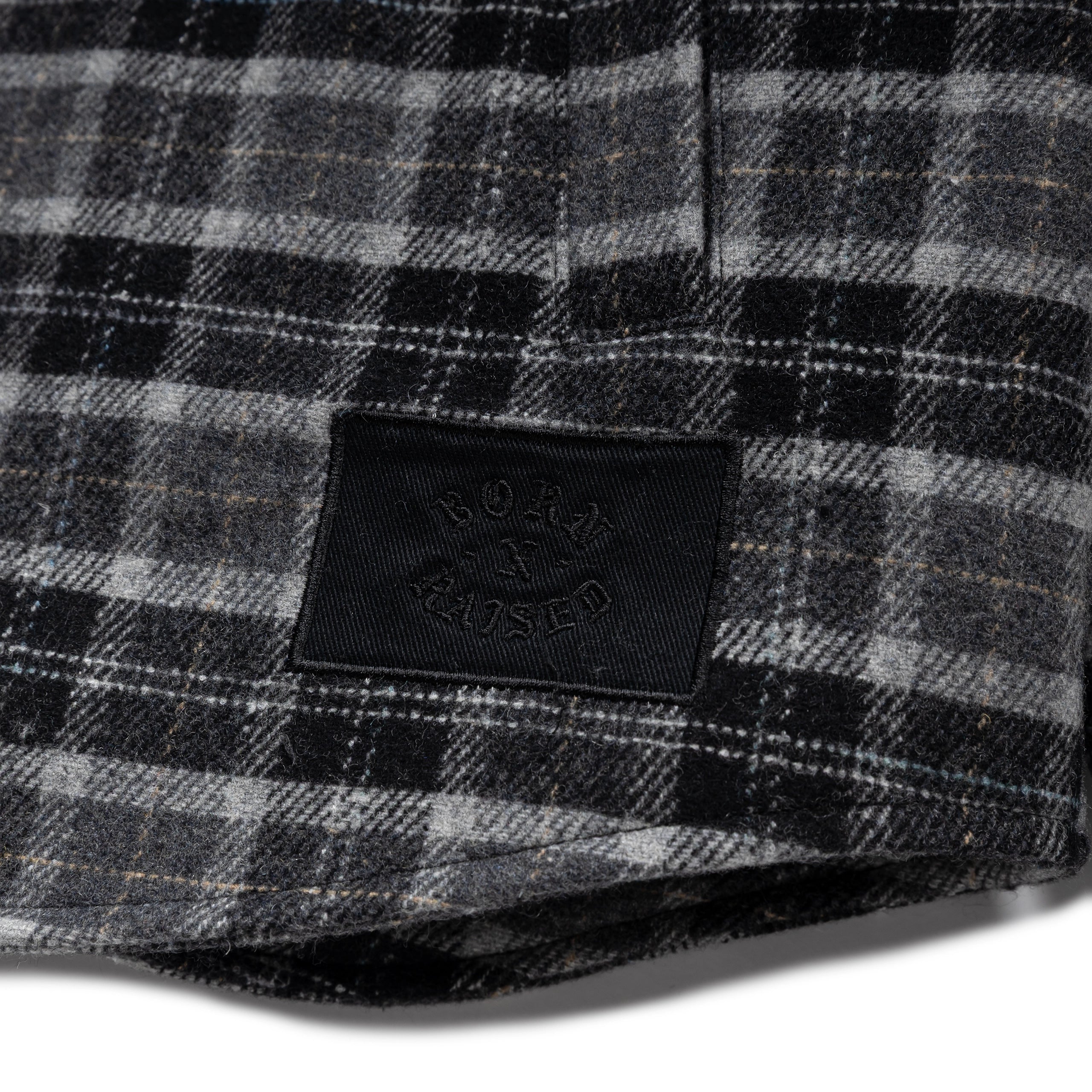 Embroidered Flannel Shirt Jacket | Grey Black - Image 3