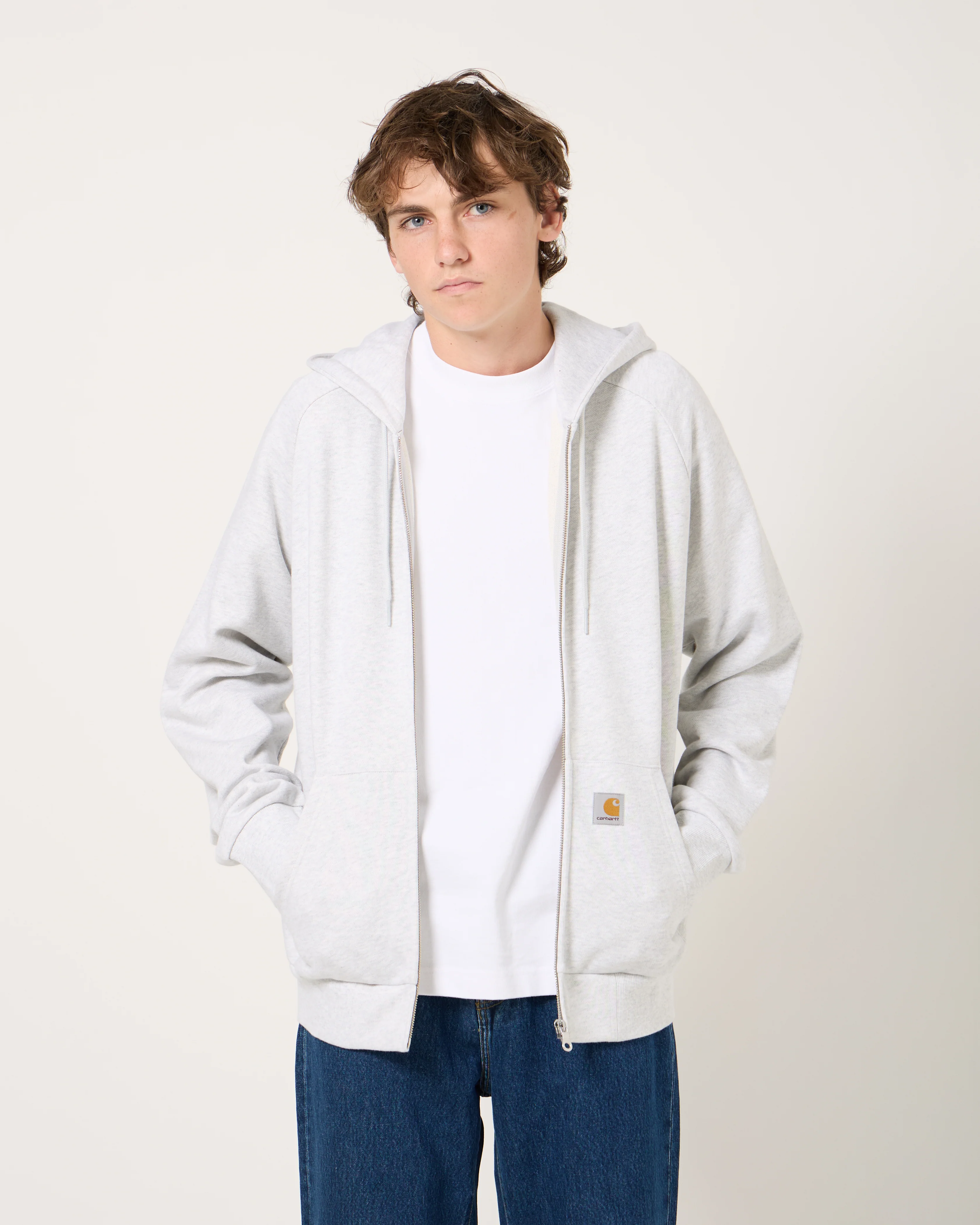Hooded Square Label Jacket | Ash Heather Grey - Image 5