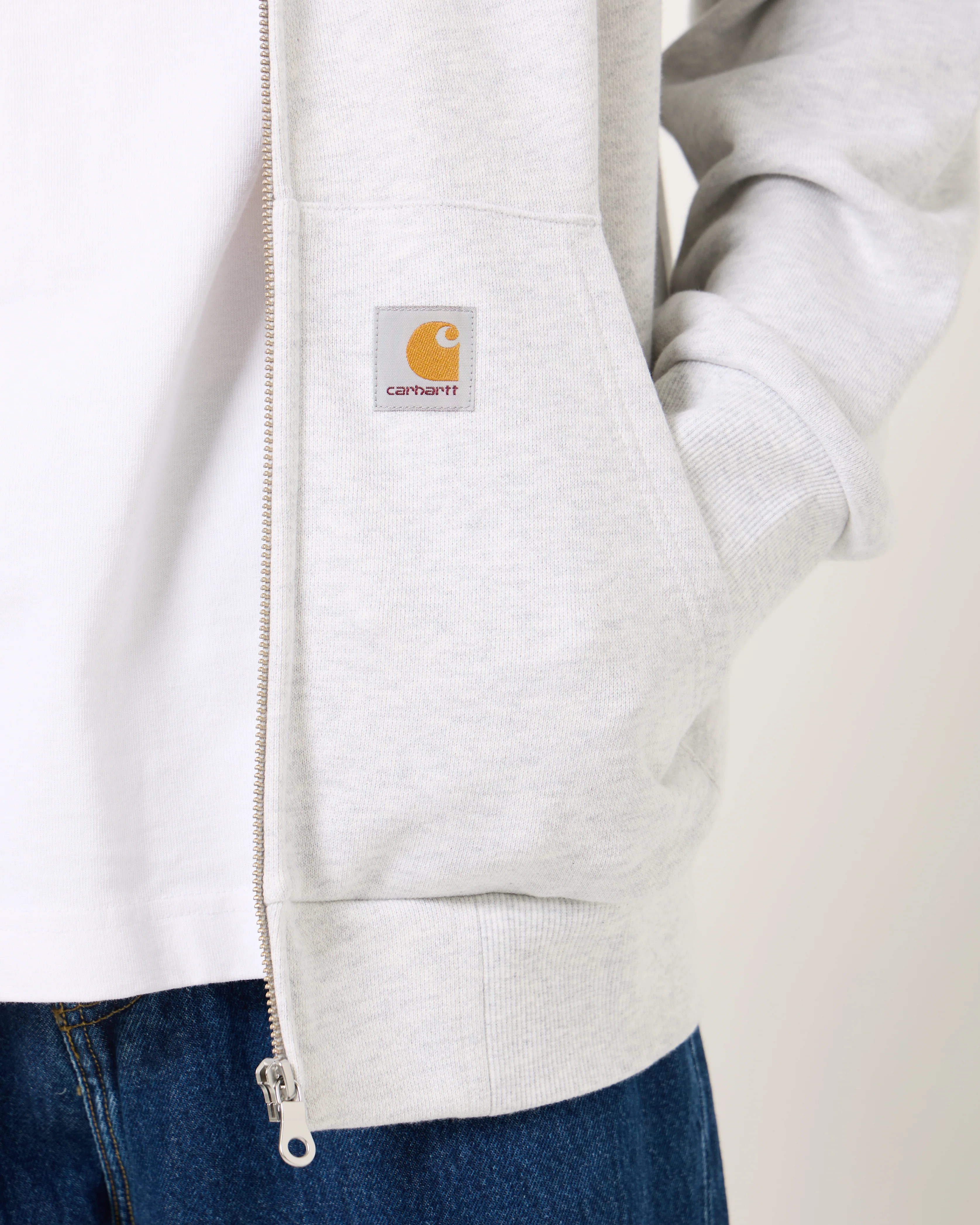 Hooded Square Label Jacket | Ash Heather Grey - Image 6