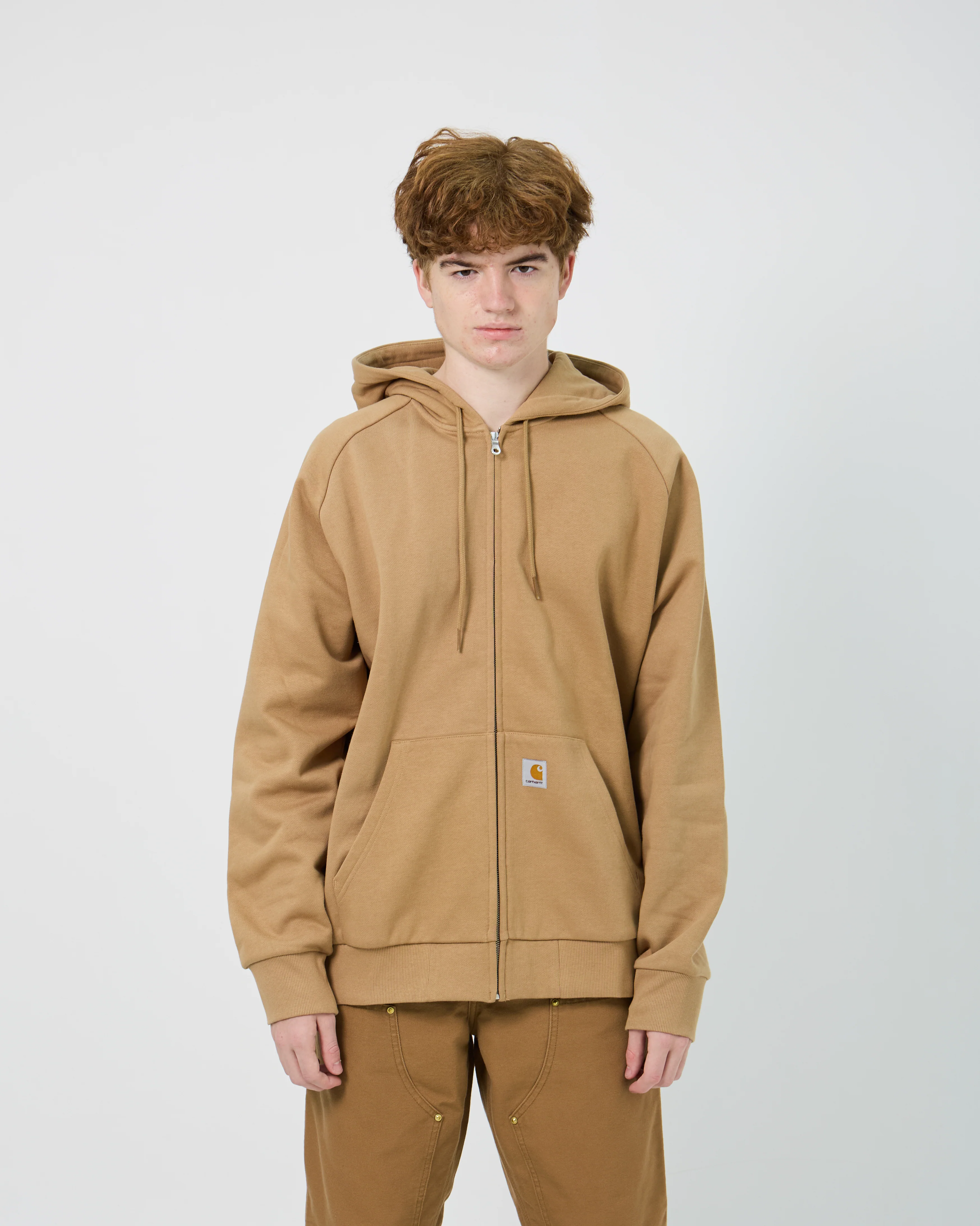 Hooded Square Label Jacket | Peanut - Image 4