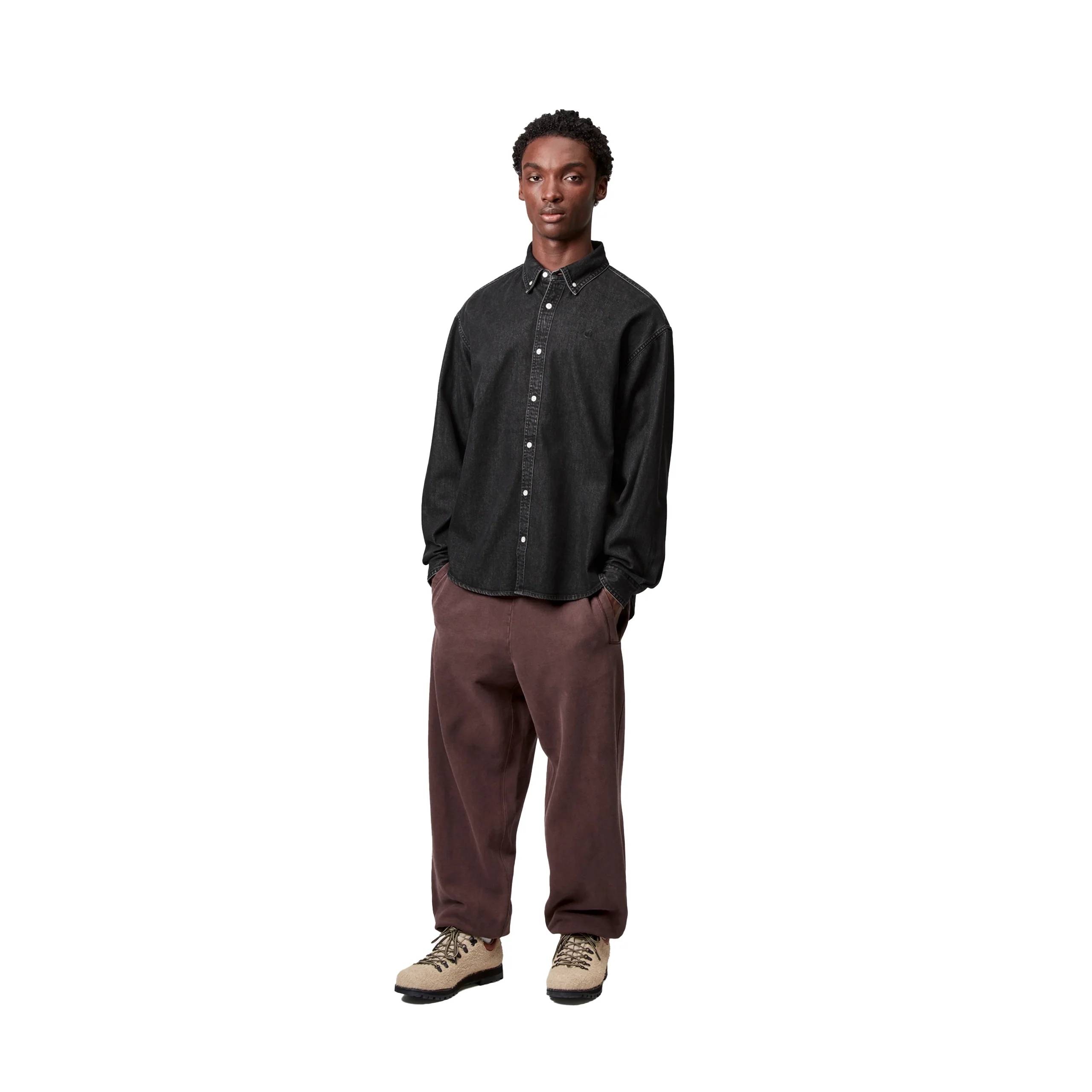 Lucas L/S Shirt | Black Stone Washed - Image 5