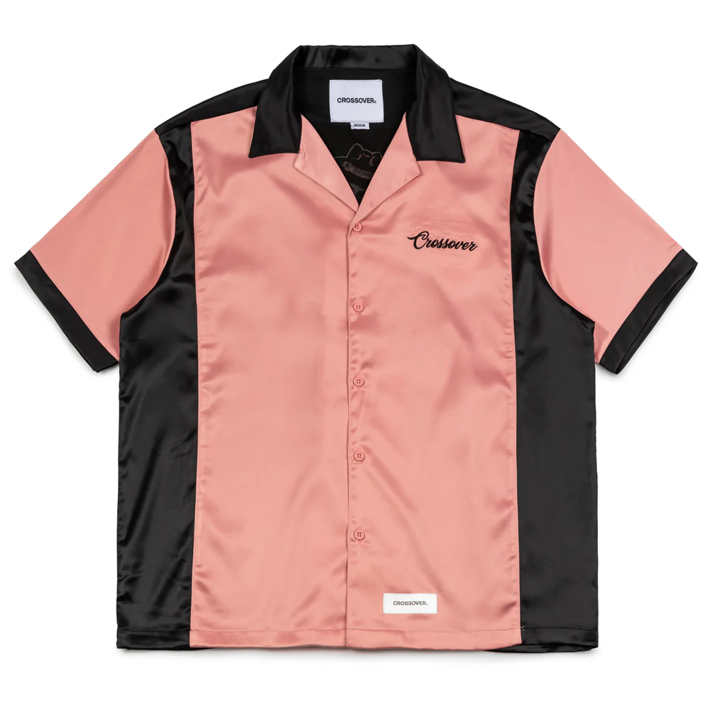 Night Lovers Skull Bowling Shirt | Pink Black