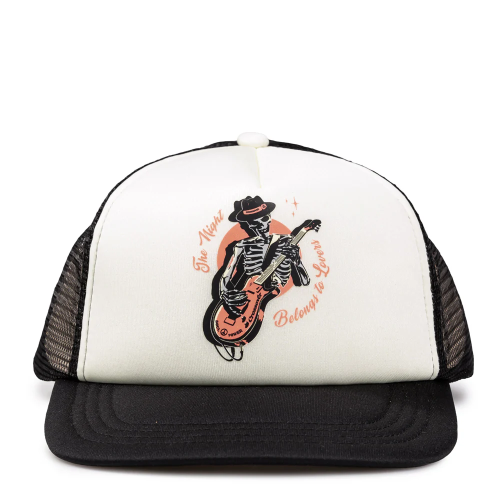 Night Lovers Skull 6 Panel Mesh Cap | Cream