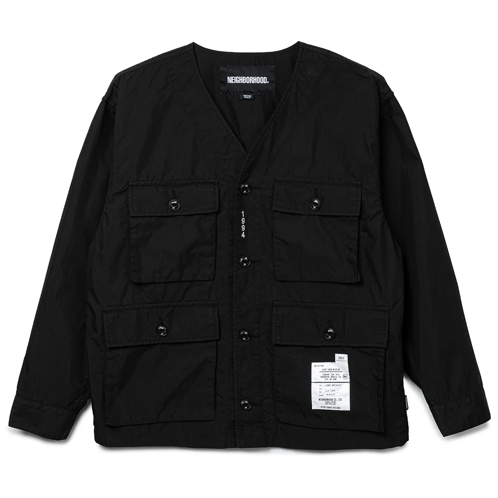 No Collar Utility Jacket | Black