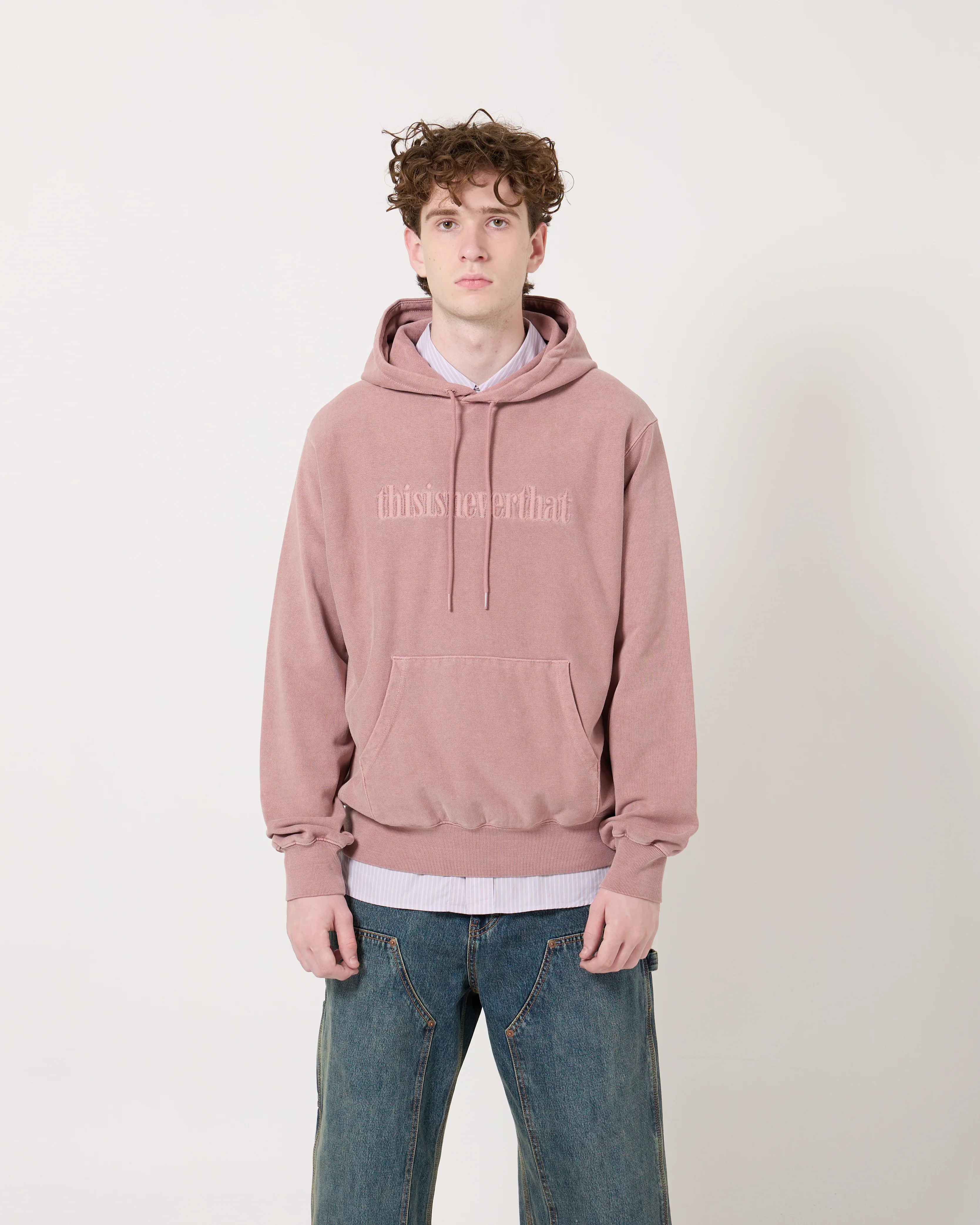 Overdyed Embroidery Hoodie | Dusty Pink - Image 4