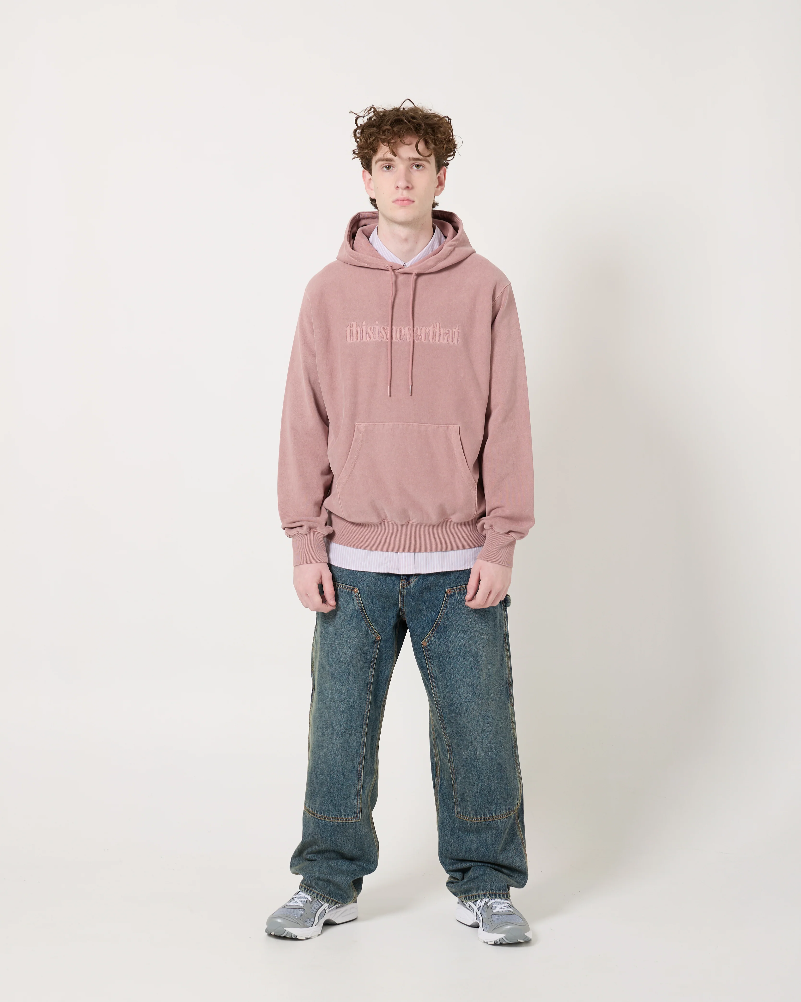 Overdyed Embroidery Hoodie | Dusty Pink - Image 7