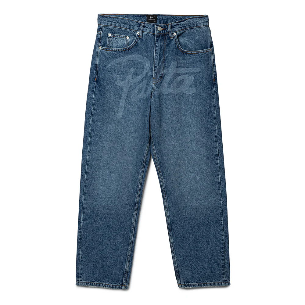 Laserprint Whiskers Denim Pants | Light Blue Denim