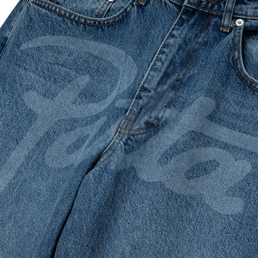 Laserprint Whiskers Denim Pants | Light Blue Denim - Image 3