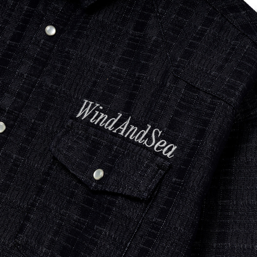 Plaid Pattern Denim L/S Shirt | Indigo - Image 3