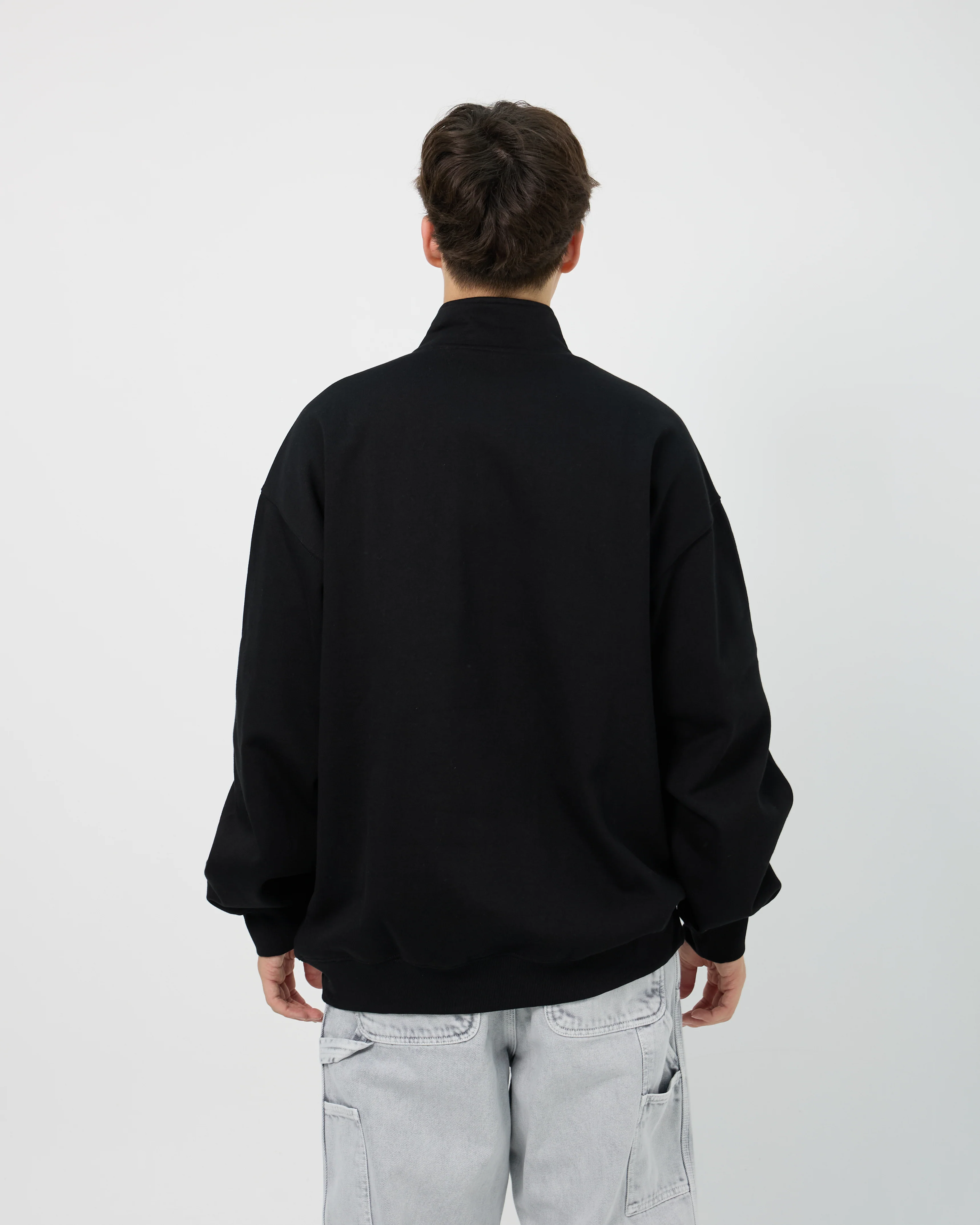 Script Half Zip Sweatshirt | Black White - Image 5
