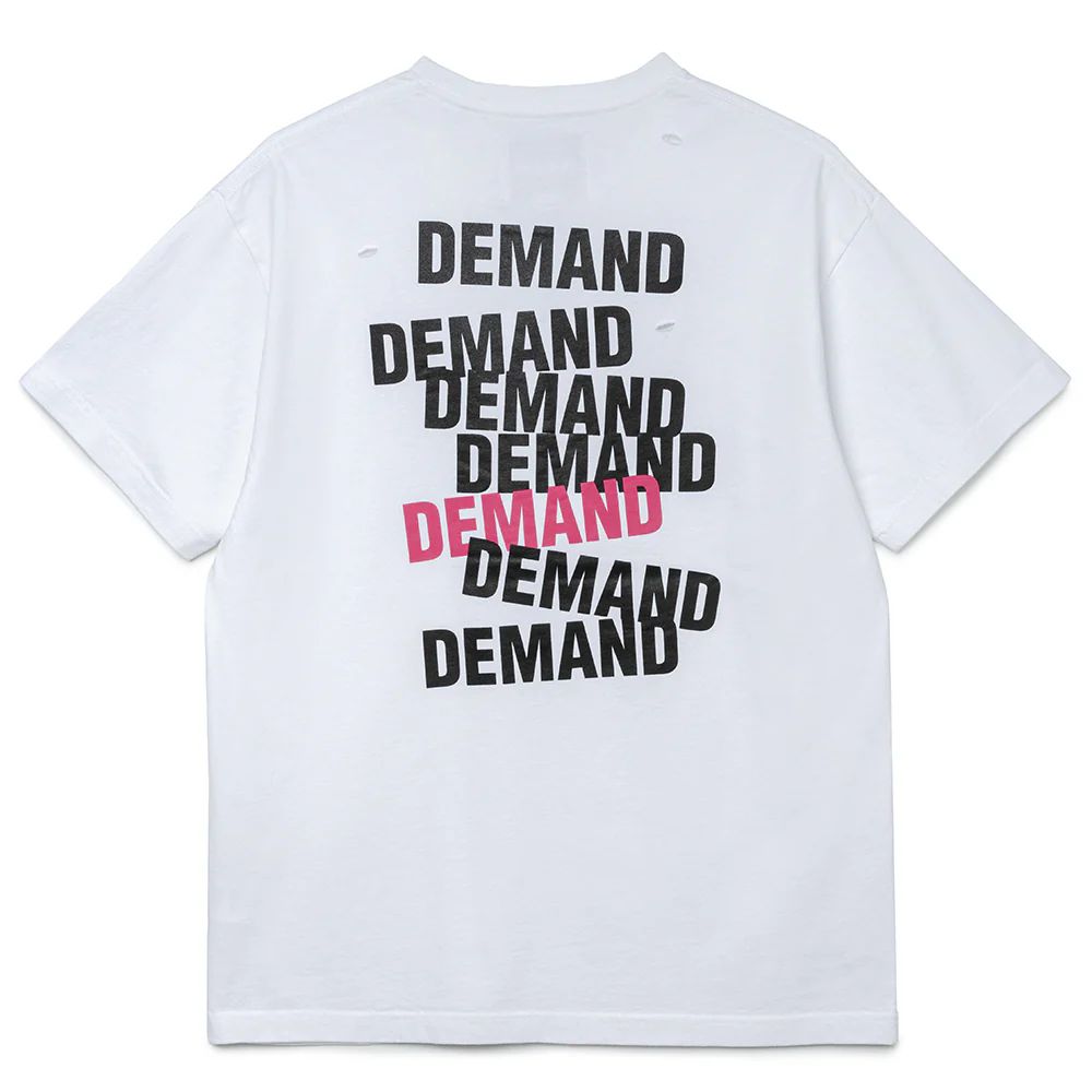 Seasonal Graphic Demand Distress Tee | White